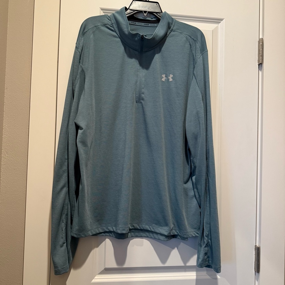 Under Armour Men’s 2XL HeatGear Long Sleeve 1/4 Zip Pullover Loose Fit Green